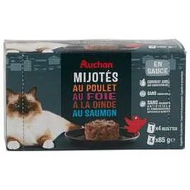 Mijotés en sauce à la viande et au poisson pour chat (4x85g)