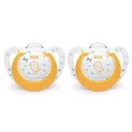 Sucettes jaune silicone 6-18 mois (x2)