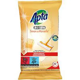 Action - Lingettes nettoyantes pour sols savon de Marseille (x15 )