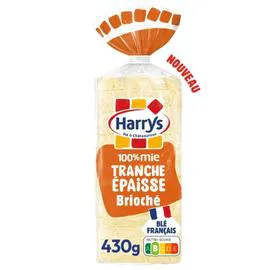 Pain de mie 100% Mie brioché tranches épaisses sans croûte sans additifs (430g)