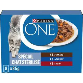 Pâtée pour chat effilés en sauce divers assortiments (8x85g)