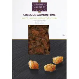 MONOPRIX GOURMET Cubes de saumon fumé aneth, arôme naturel de citron 90g