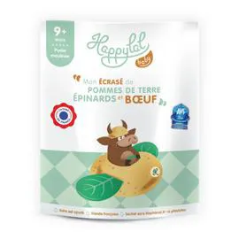 Plat bébé dés 9 mois écrasé de pommes de terre épinards et boeuf (190g)