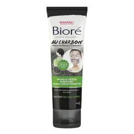 BIORÉ Masque visage Charbon Détox purifiant, pour peaux normales à grasses contre impuretés 110ml
