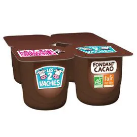 LES 2 VACHES Yaourt fondant au chocolat Bio 4x125g