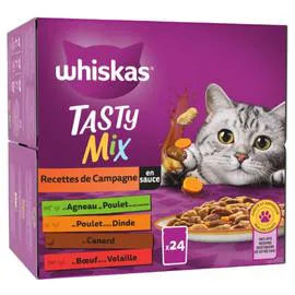 Tasty Mix - Aliment pour chat adulte en sauce 4 variétés - Recettes de Campagne (2,04kg)