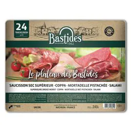 Saucisson du Rouergue, mortadelle pistachée, coppa salée au sel sec, salami (240g)