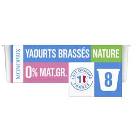 MONOPRIX Yaourts brassés nature 0% 1kg