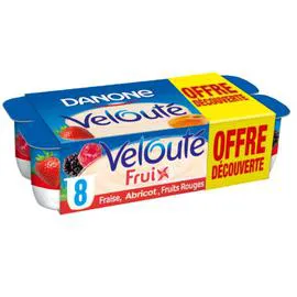 Yaourt aux fruits rouges brassé fraise abricot (8x125g)