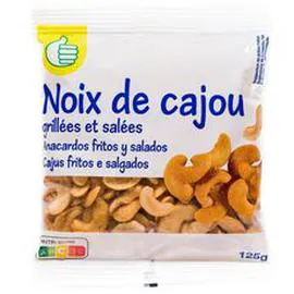 AUCHAN, POUCE Noix de cajou grillées et salées 125g