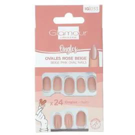 Faux Ongles Ovales Rose Beige (x24)
