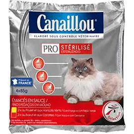 Emincés sauce Pro Stérilisé poulet boeuf légumes pour chats (4x85g)