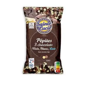 Pepites 3 chocolats noir, blanc, lait (100g)