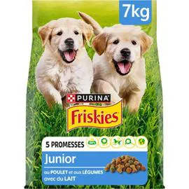 Croquettes pour chien junior au poulet et aux légumes avec du lait (7kg)