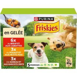 Pâtée pour chien adulte en gelée au bœuf, poulet et agneau (12x85g)