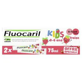 Dentifrice 0 -6 ans Bi-Fluoré à la Fraise (2x75ml)
