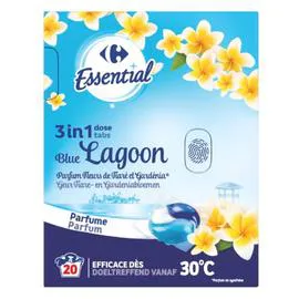 CARREFOUR ESSENTIAL Lessive dose 3en1 fleurs tiaré gardénia 20x13g