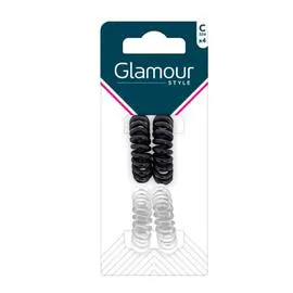 Elastiques Spirales Noir et Transparent (x4)