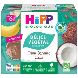 Dessert bébé crème bananes cacao bio (4x100g)