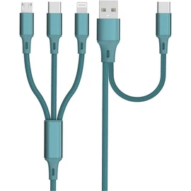 Câble de charge Lightning / Micro/USB / USB C - Bleu