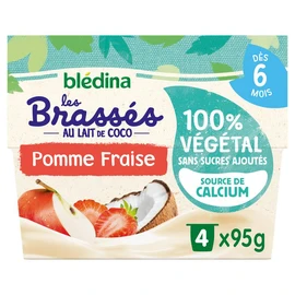 Les brassés petit pot dessert au lait de coco pomme fraise dès 6 mois (4x95g)