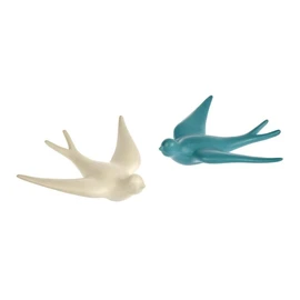 Sujet oiseau en dolomite 19x19.5x4.5 cm - 2 couleurs