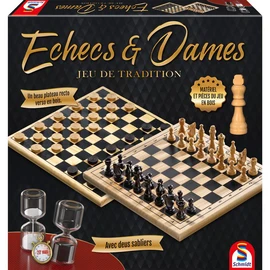 Jeu Echecs/Dames en bois +Sabliers