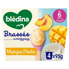 Brassés petits pots saveur mangue pêche dès 6 mois (4x95g)