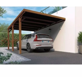 Carport adossé toit plat - Bois traité autoclave - 15,6 m² - VICTOR