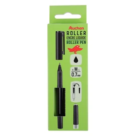 Stylo roller pointe moyenne 0.7mm Noir + 1 recharge