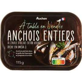 Anchois entiers à l'huile d'olive extra vierge A table en Vendée (115g)