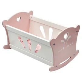 Lit à bascule en bois pour poupée - Rose et Blanc