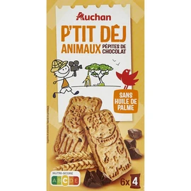 Biscuits p'tit dej animaux aux pépites de chocolat (300g)