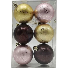 Lot de 6 boules de Noël en plastique métallique 6 cm