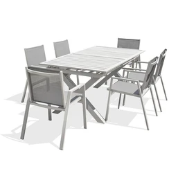 Salon de jardin - 6 places - Aluminium - Blanc - FLORIDE