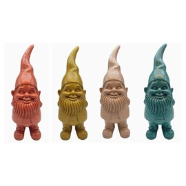 Lot de 4 gnomes en polyrésine 10,5x10x28  cm - 4 coloris