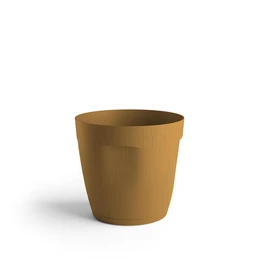 Pot rond en plastique 100% recyclé D20 cm - Ocre
