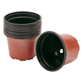 Lot de 12 pots de fleurs rond en plastique couleur terre cuite