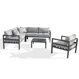 Salon de jardin d'angle - 4/6 places - Aluminium - Gris Anthracite - BEAUBOURG