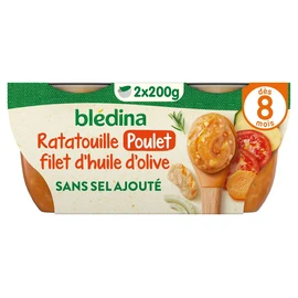 Bols ratatouille poulet & filet d'huile d'olive dès 8 mois (2x200g)