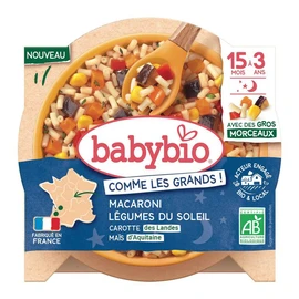 Assiette carotte, coquillettes champignon jambon & touche de crème bio dès 15 mois (200g)