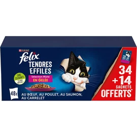 Tendres effilés Sachets repas pâtée Sélection mixte en gelée pour chat (48x85g)