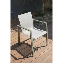 Fauteuil de jardin empilable en aluminium MIAMI - kaki/Gris