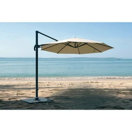 Parasol déporté rond - Aluminium et polyester - Taupe - D3m - TOBAGO