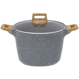 Marmite 24 cm aluminium tous feux dont induction avec couvercle en verre