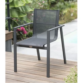 Fauteuil de jardin empilable en aluminium MIAMI - Gris anthracite