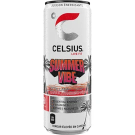 Summer vibe Boisson énergisante pétillante saveur framboise pêche boîte (35.5cl)