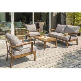 Salon bas de jardin - 4 places - Aluminium - Imitation bois - PORTOFINO S2
