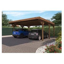 Carport toit plat - Bois traité autoclave - 2 voitures - 30,9m² - VICTOR