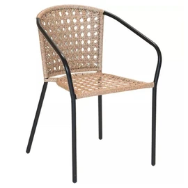 Fauteuil de jardin - Résine tressée/Acier - Noir/Naturel - COCOS